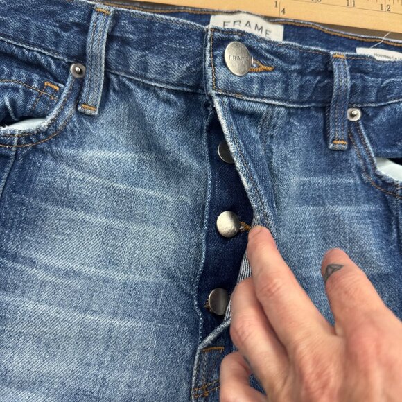 Frame Denim Jeans Nouveau Le Mix Straight Leg Distressed Size 28 Two Tone - Picture 5 of 12